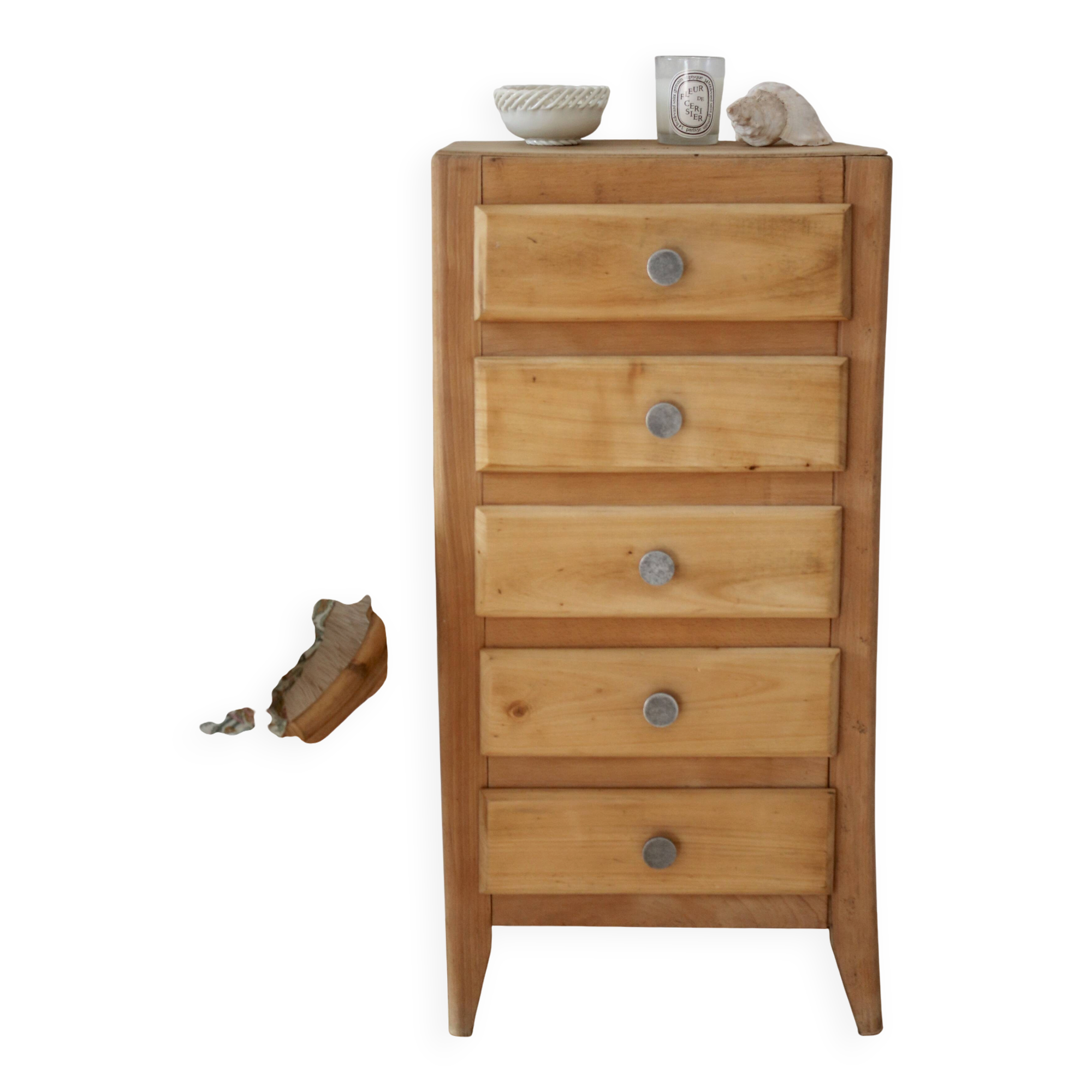 Raw wood chest of drawers
