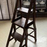 Old wooden library stepladder chair