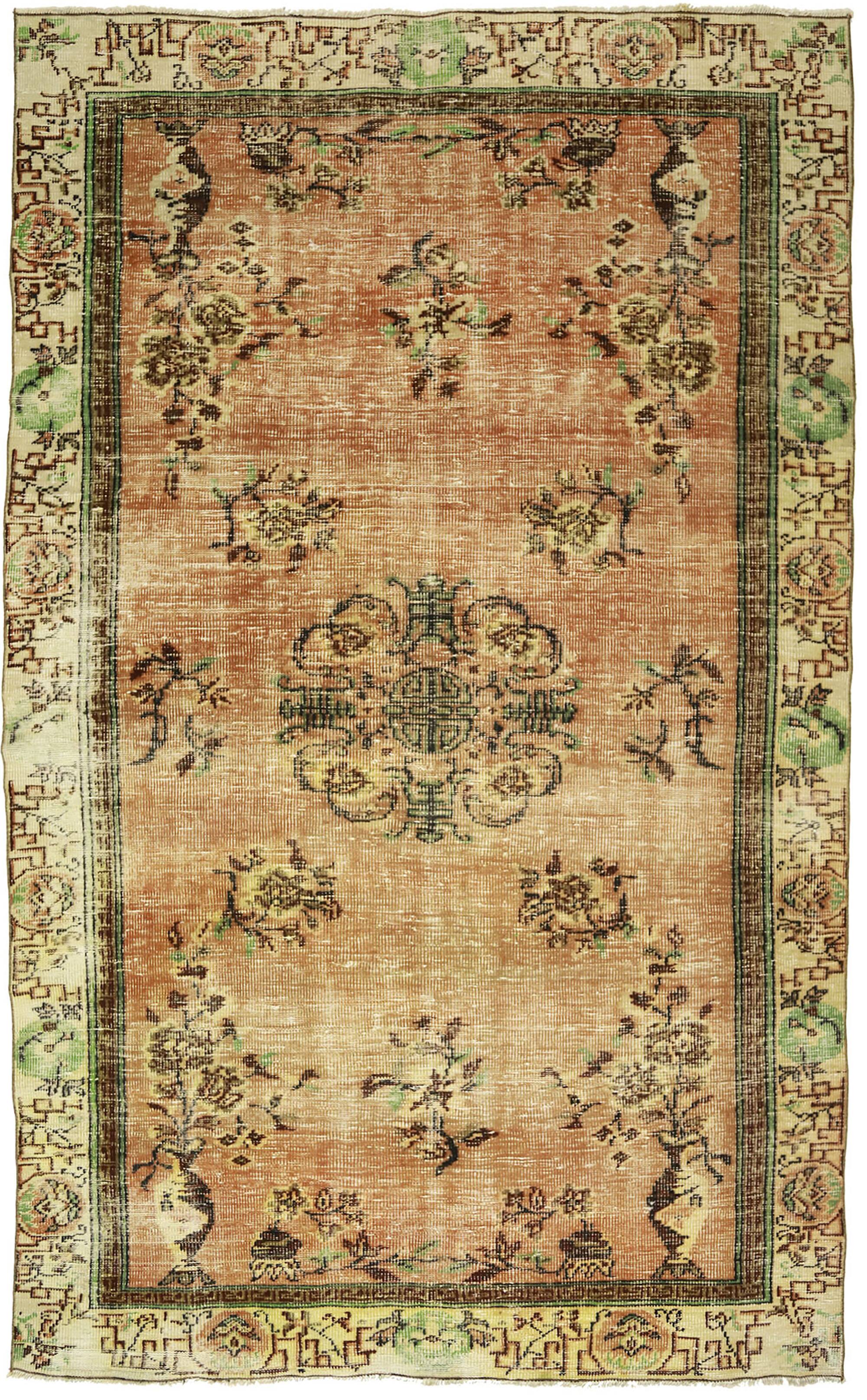 One-of-a-kind turkish handwoven vintage rug - rustic vintage charm 291x 177 cm