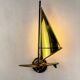 Pair of midcentury brass "sailboats" wall sconces, Italy 1960s