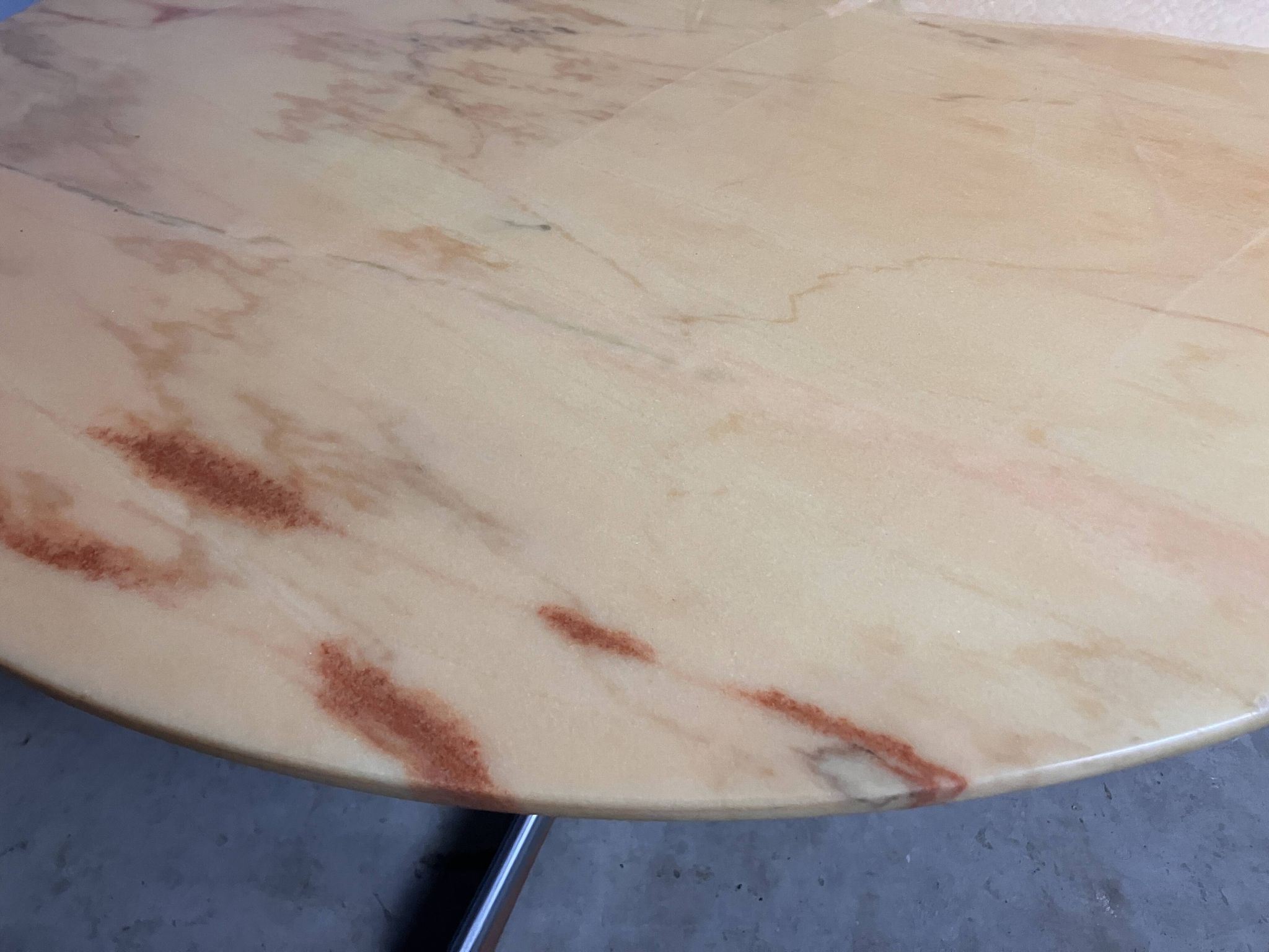 Mid Century coffee table in chrome, marble, and rosewood.