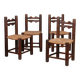 Set of 4 straw-seated solid wood chairs, French craftsmanship, 1950.