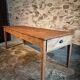 Antique French farmhouse dining table in oak and pine, circa 1900