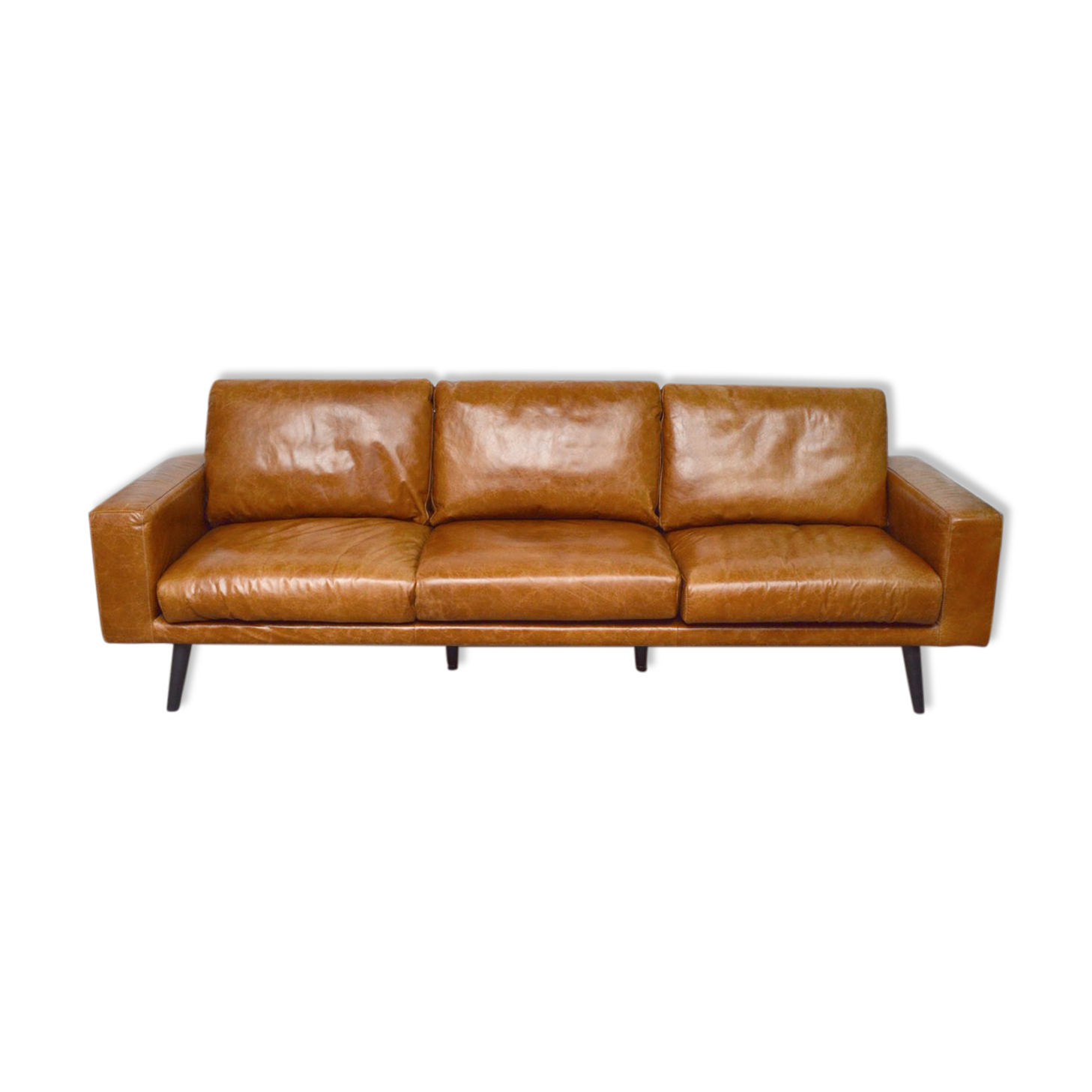 Large brown leather sofa