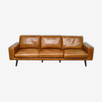Large brown leather sofa