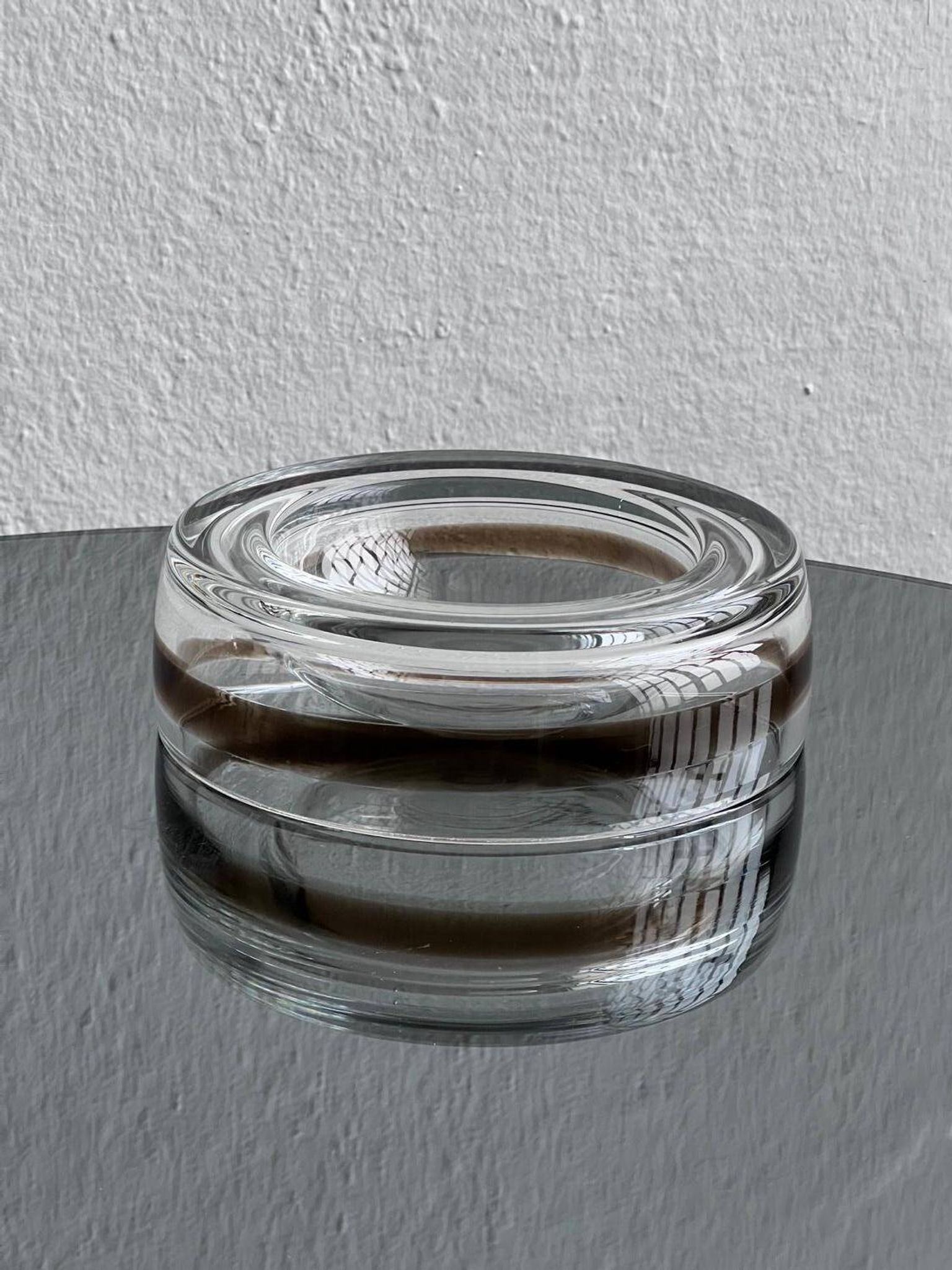 Timeless Murano glass valet tray in clear and brown glass 1970's