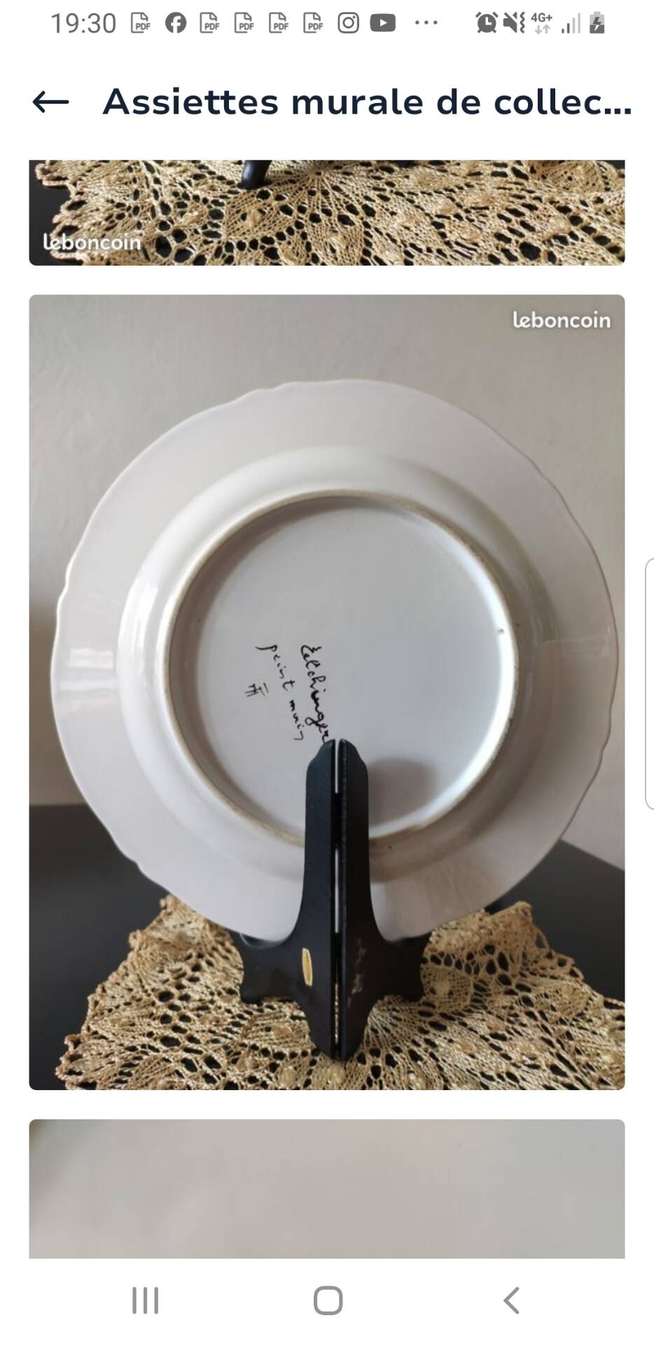Large wall plate, hand-painted, Elchinger