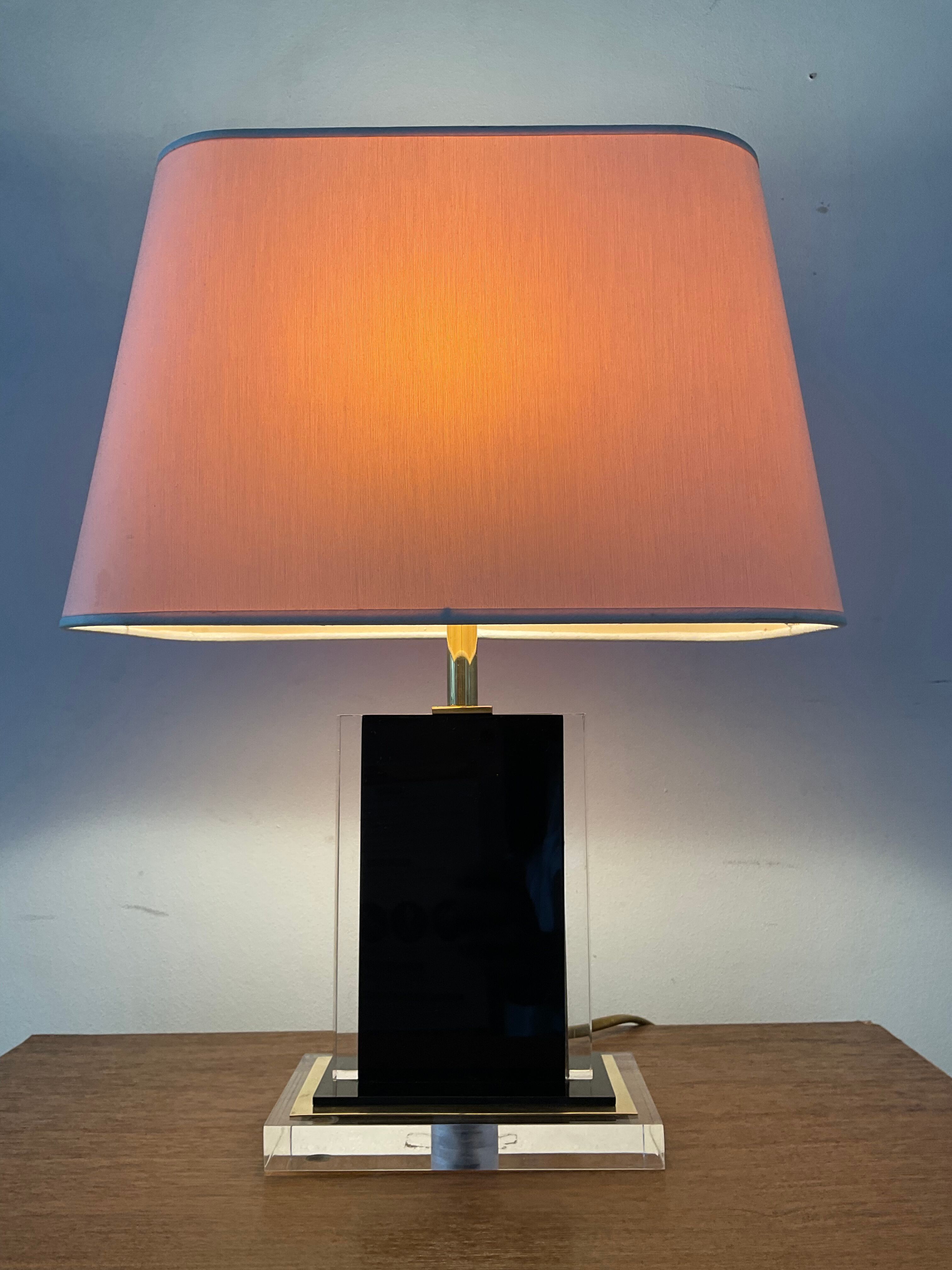 Belgo Chrom lamp in brass and lucite 70s