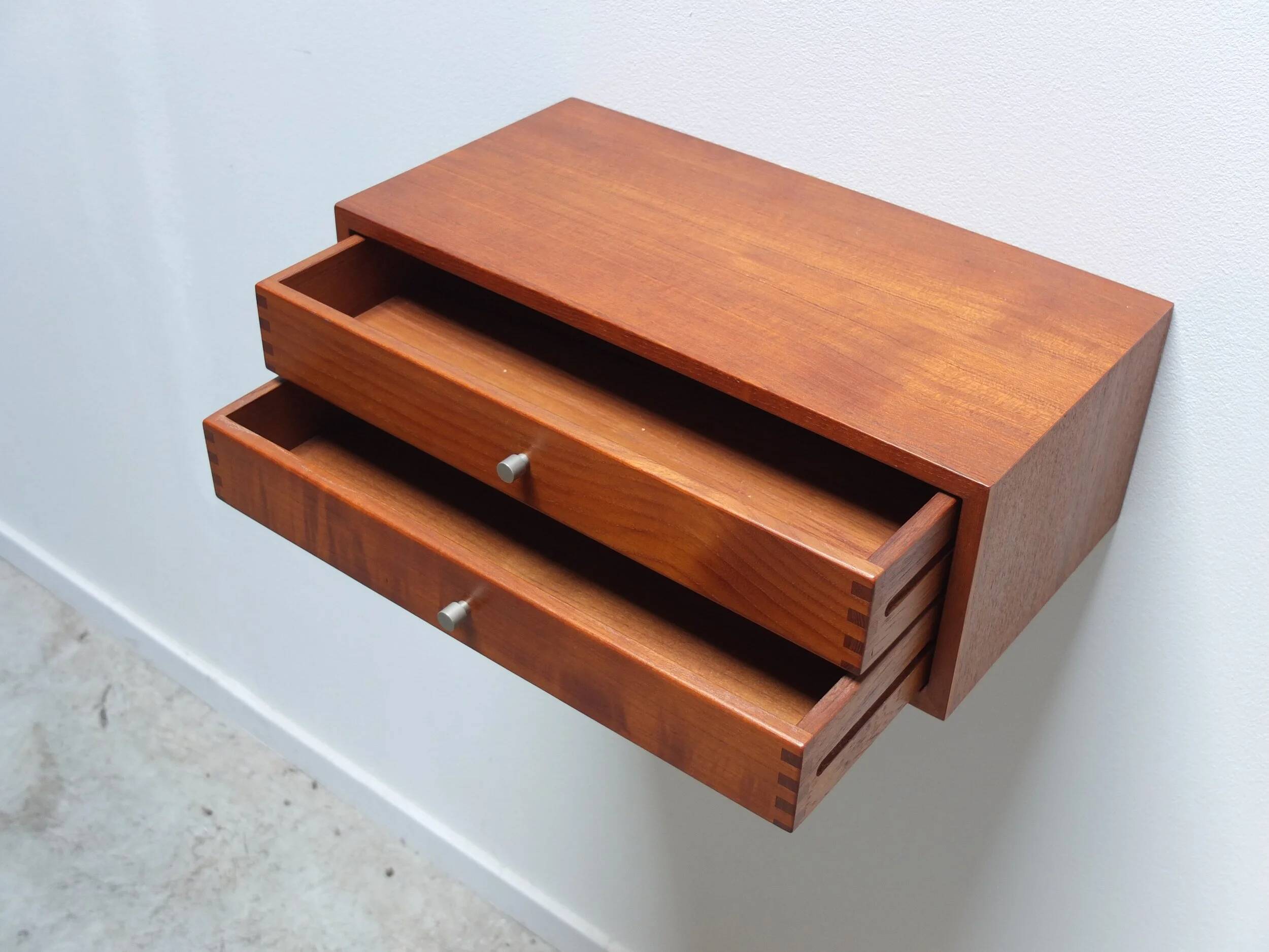 Floating wall shelf with drawers by Kai Kristiansen for Axel Kjersgaard, 1960s