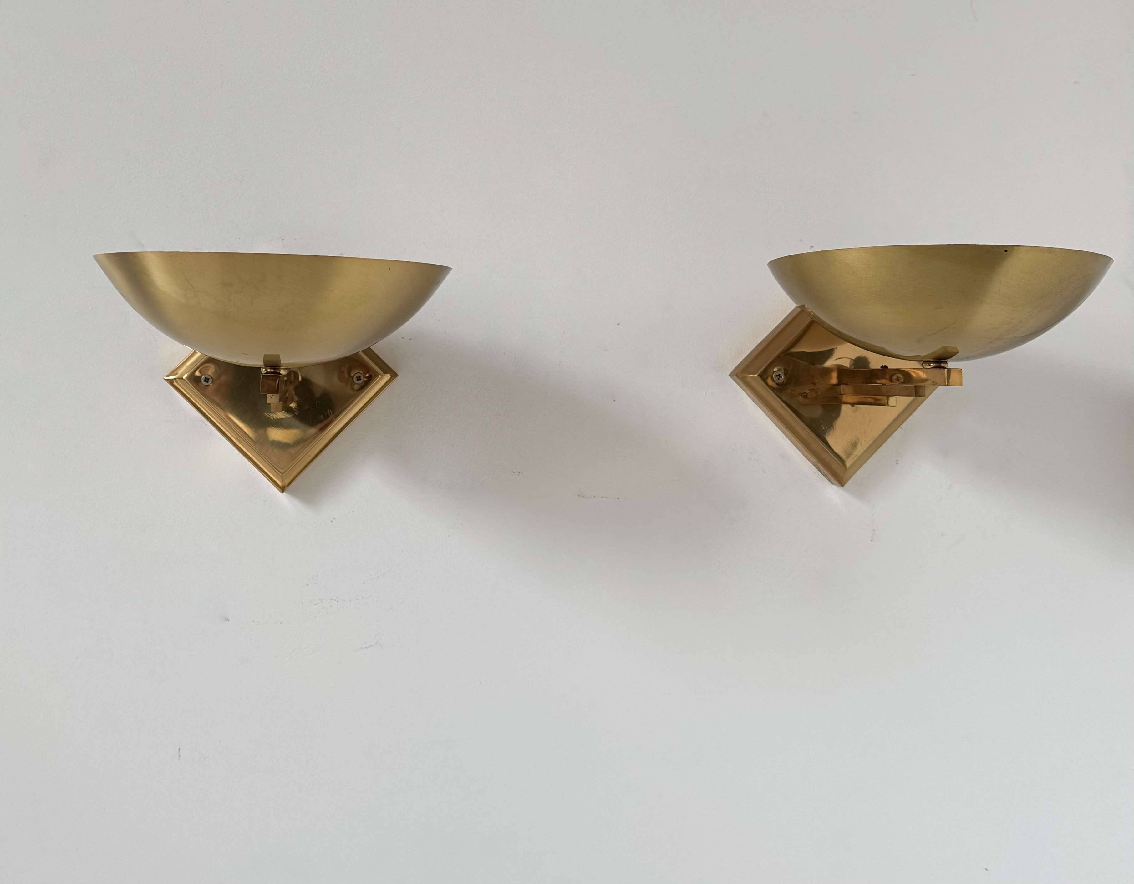 Pair of vintage brass wall lights, France 1970