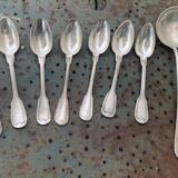 Set of 10 silver metal cutlery, hallmark 84, consisting of 6 tablespoons including one monogram