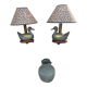 Paire de lampes canards en étain et laiton années 60