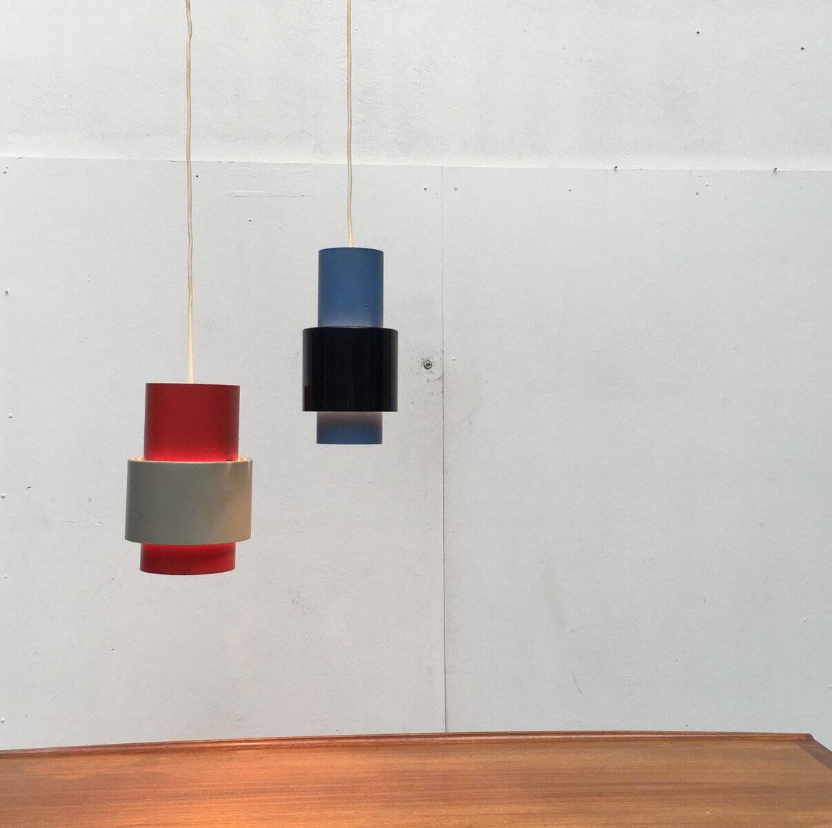 Mid-century metal pendant lights, set of 2