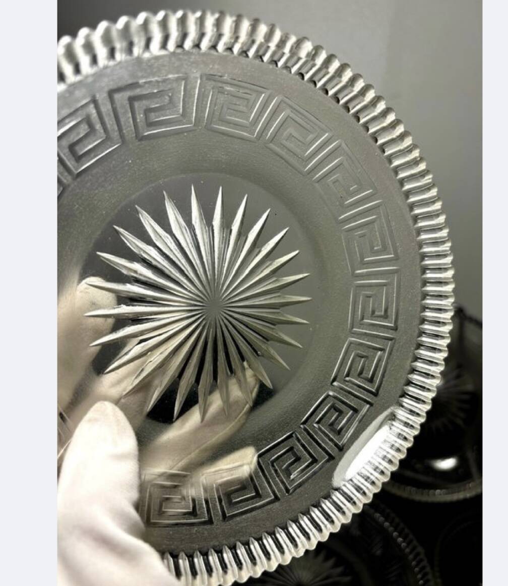 4 Baccarat plates in Greek key pattern 19th century