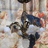 Important gilded bronze chandelier with five lights, Napoléon III period, 19th century.