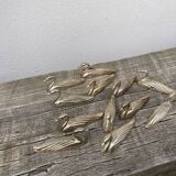 12 duck knife holders in silver metal