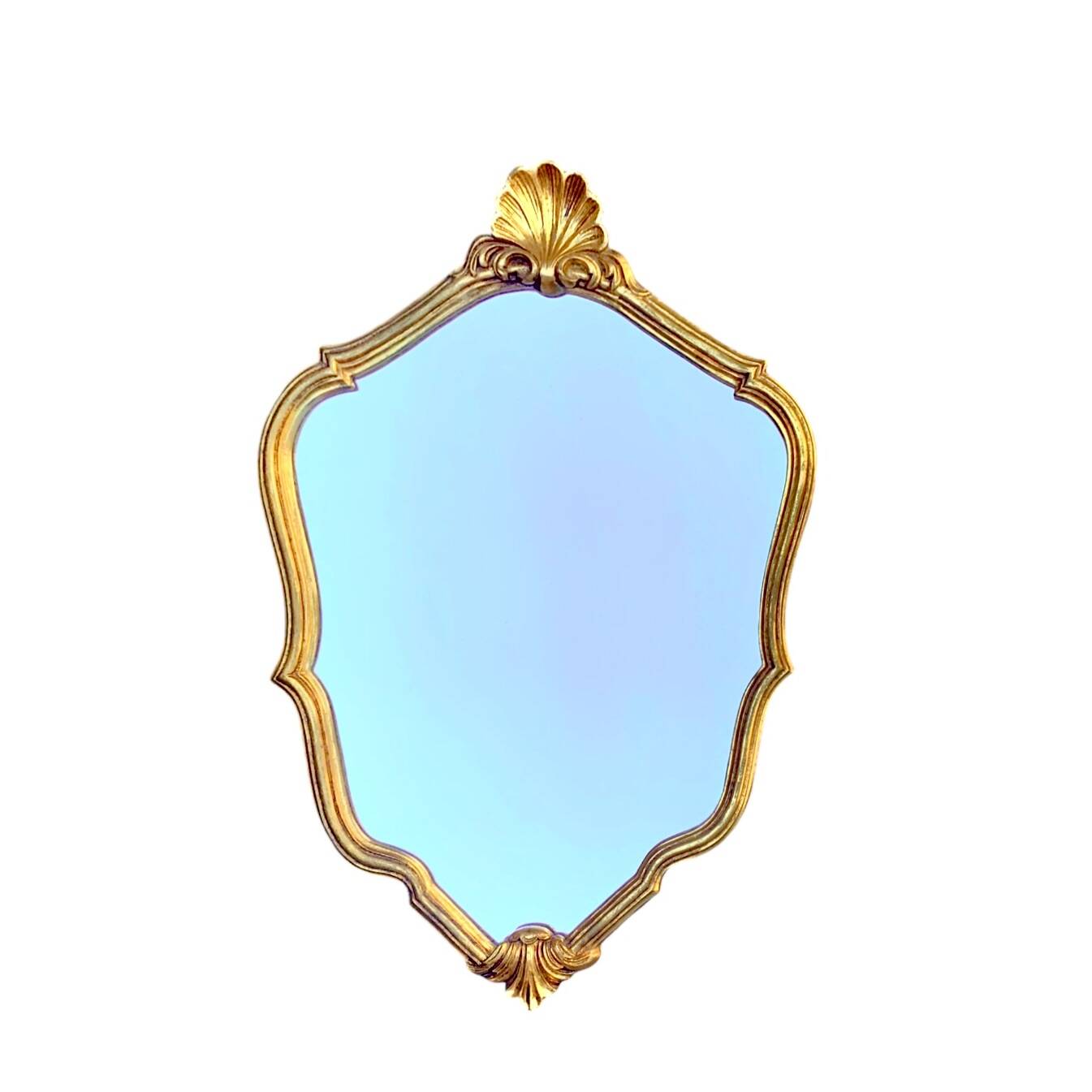 Antique wall mirror in golden resin - 43 x 66 cm