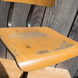 Old metal and wood school chair