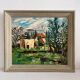 Old oil painting on panel exotic expressionist landscape signed
