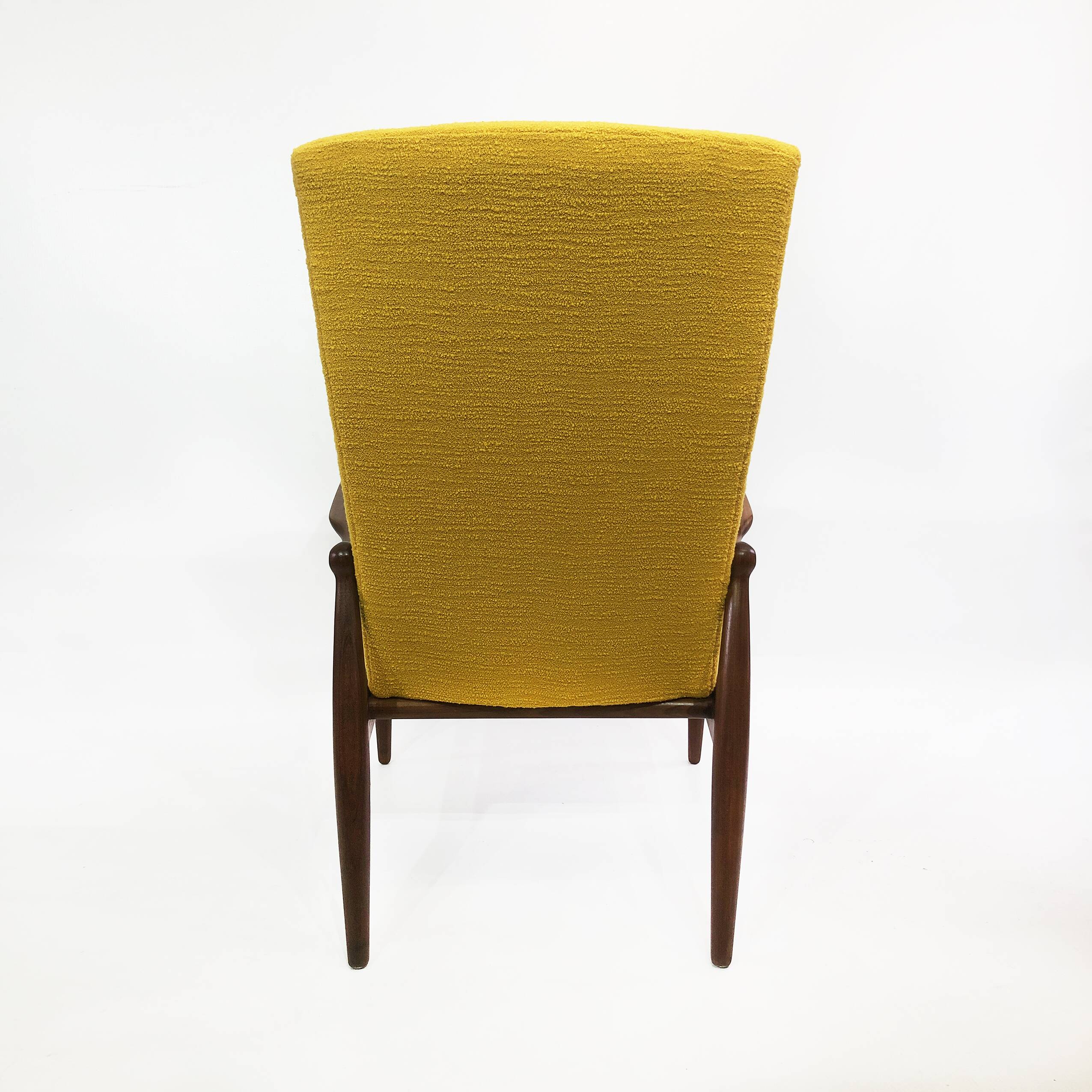 1960s High Back Yellow Bouclé Lounge Armchair Vintage Midcentury Lounge
