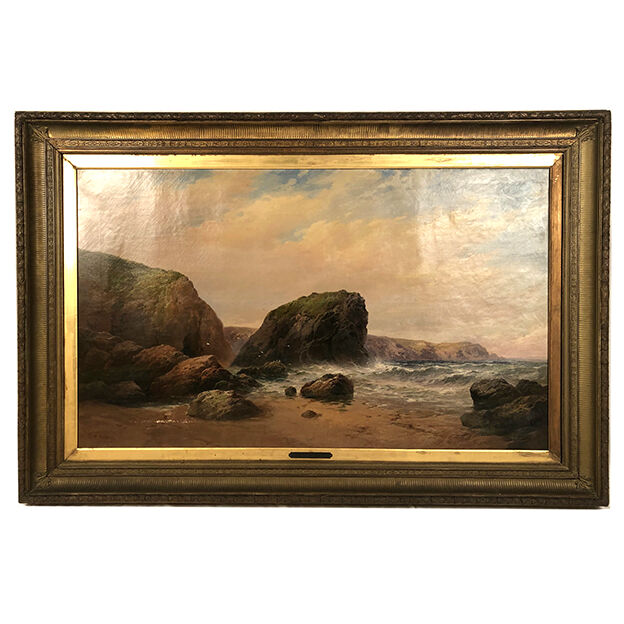 George Henry Jenkins (1843-1914). The shore, very large oil on canvas framed.