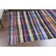 Tapis kilim vintage turc Oushak fait main en laine et coton bleu
