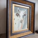 Animal pastel, study of a white cow.