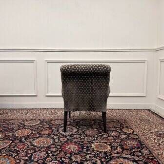 Set of Chesterfield armchairs velvet pattern grey