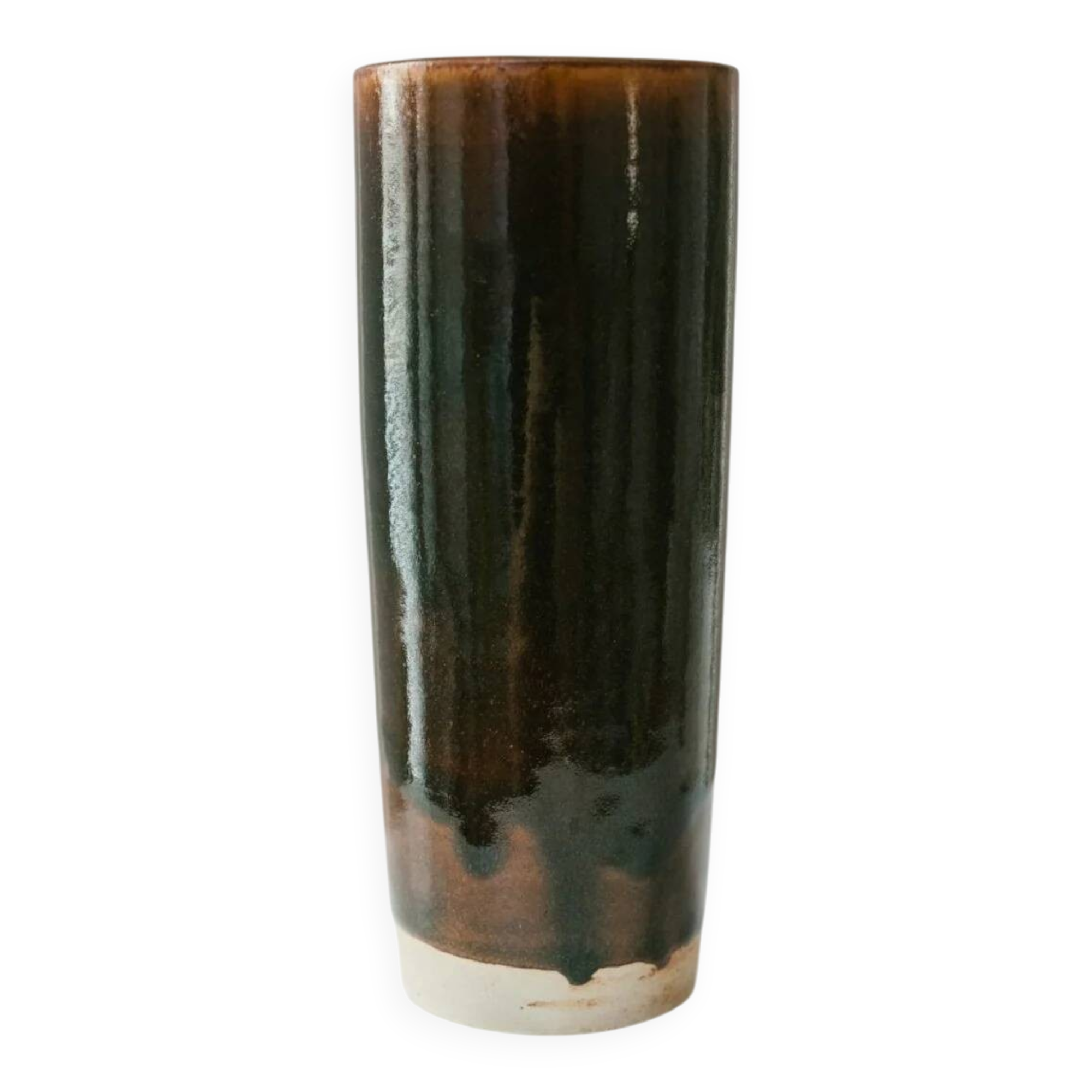 Vert ceramic vase by Werner Baumberger – studio stoneware, partially glazed, 1970s vintage