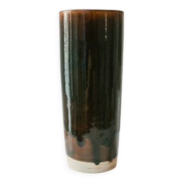Vase en céramique verte par Werner Baumberger – grès de studio, partiellement émaillé, vintage des années 1970