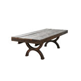 Coffee table in cast iron and wood