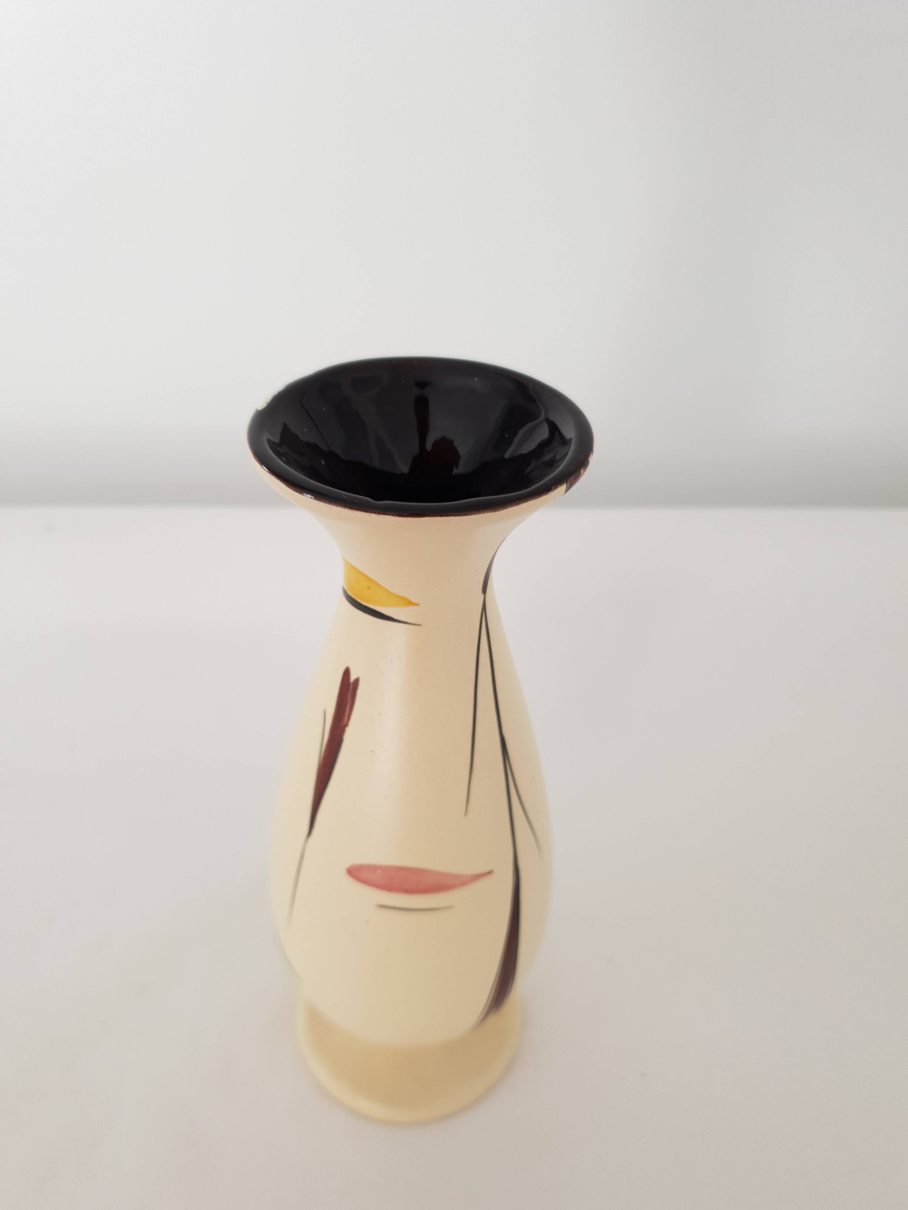 Ceramic vase with geometric shapes decoration signed Martine