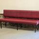 1960s double bistro bench in buttoned burgundy red skai