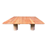 Table basse en travertin rouge d'Angelo Mangiarotti pour Up&Up, Italie