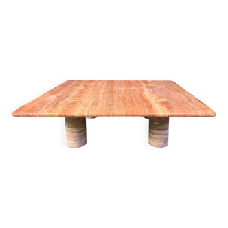 Angelo Mangiarotti red travertine coffee table for Up&Up, Italy