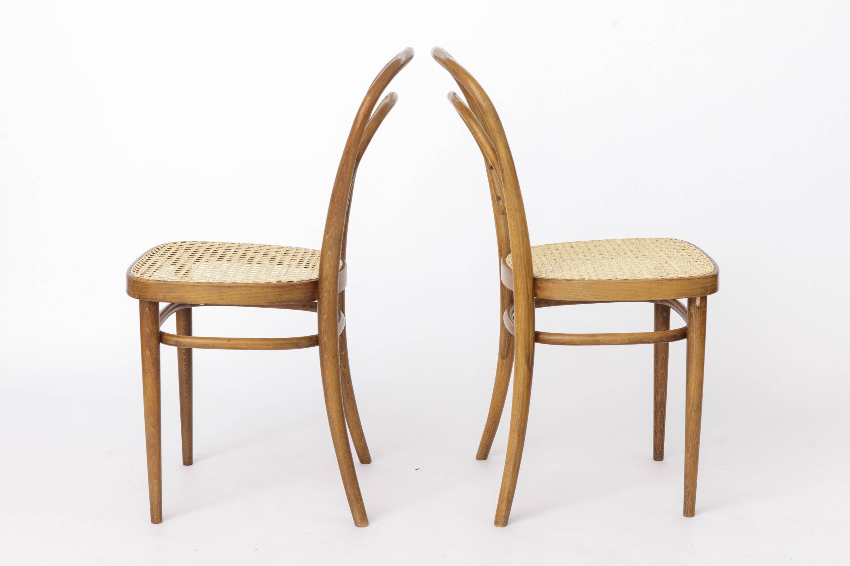 Pair of Vintage Thonet Model 14 Chairs | Radomsko Bentwood Dining Chairs |