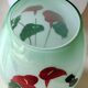 Vase in opaline crystal, red arum flowers. Vintage