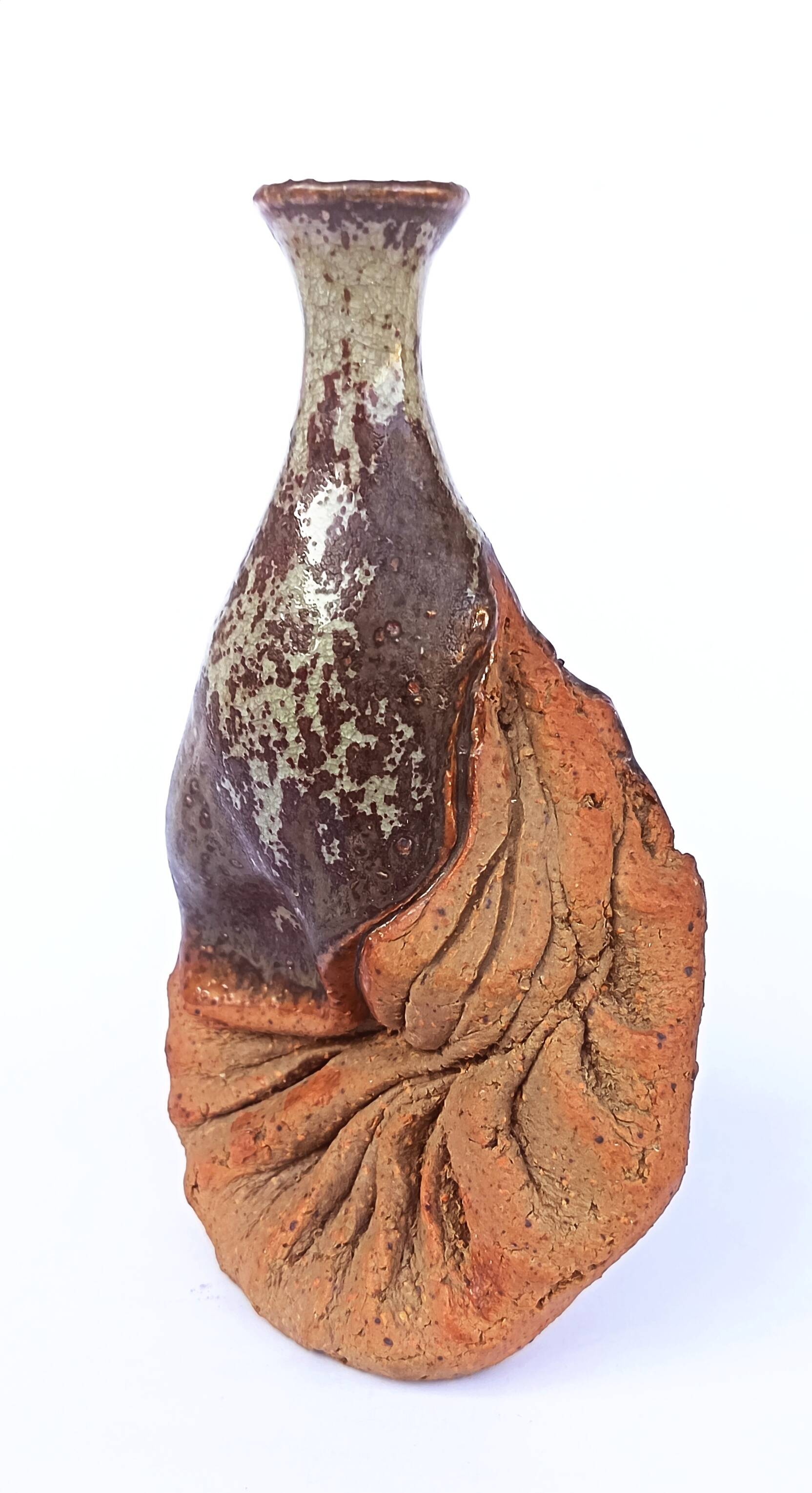 Organic stoneware vase-sculpture signed