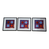 Vintage Art Optique - Victor Vasarely - 3 Frames 40x40cm