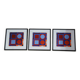 Vintage Art Optique - Victor Vasarely - 3 Frames 40x40cm