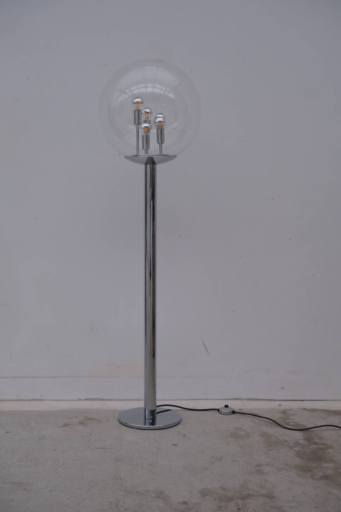 Floor lamp by doria leutchen in chrome and glass, germany 1970