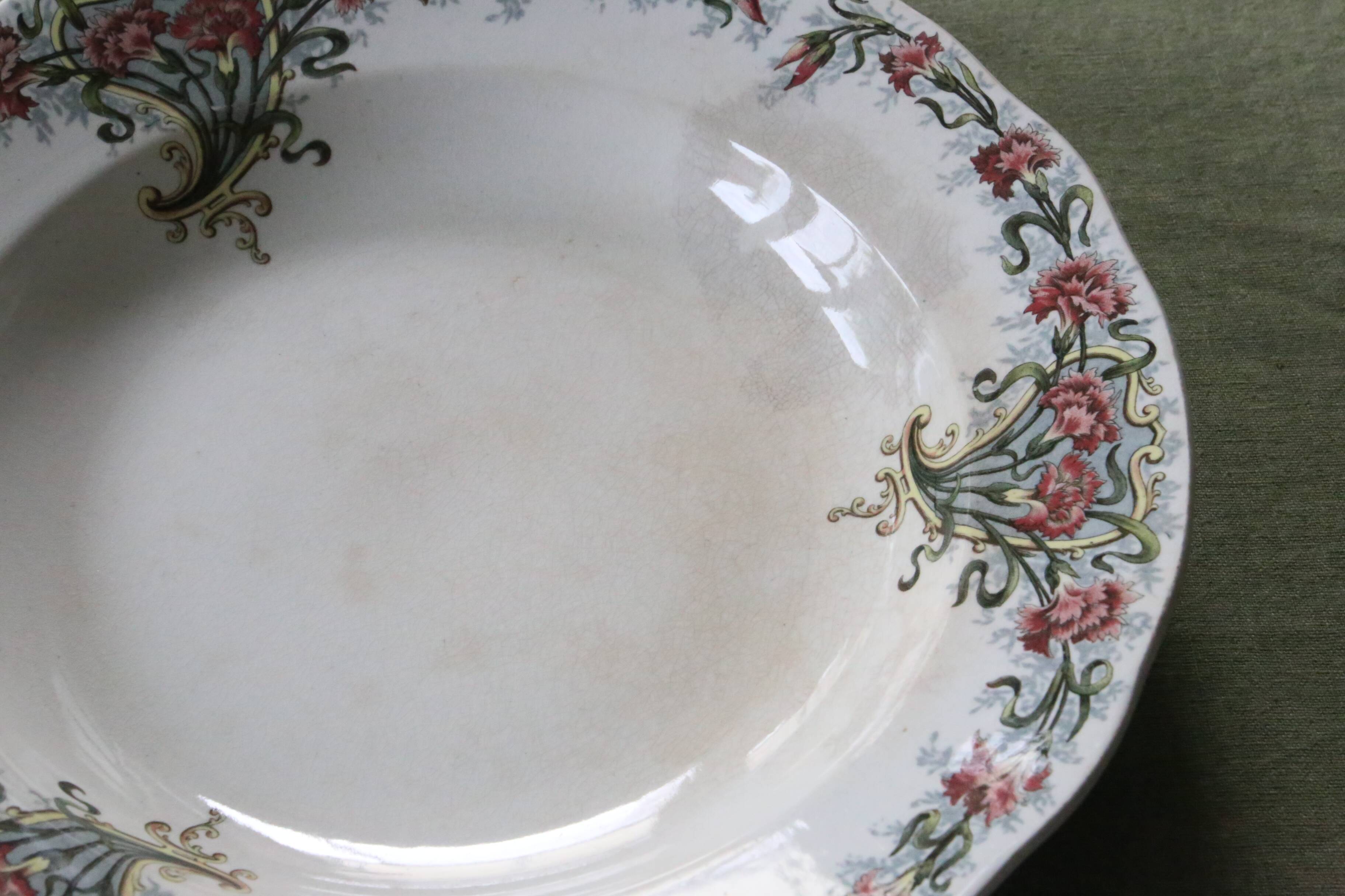 Soup plates x4, Onnaing, Guirlande model, 19th century