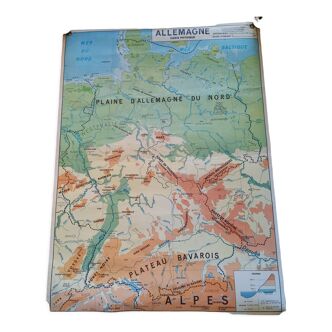 Carte scolaire des années 70-80 vintage L'Allemagne et l' Italie