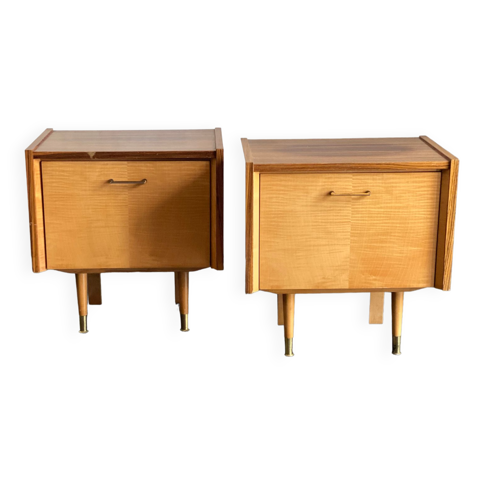 Pair of vintage laminate bed side tables