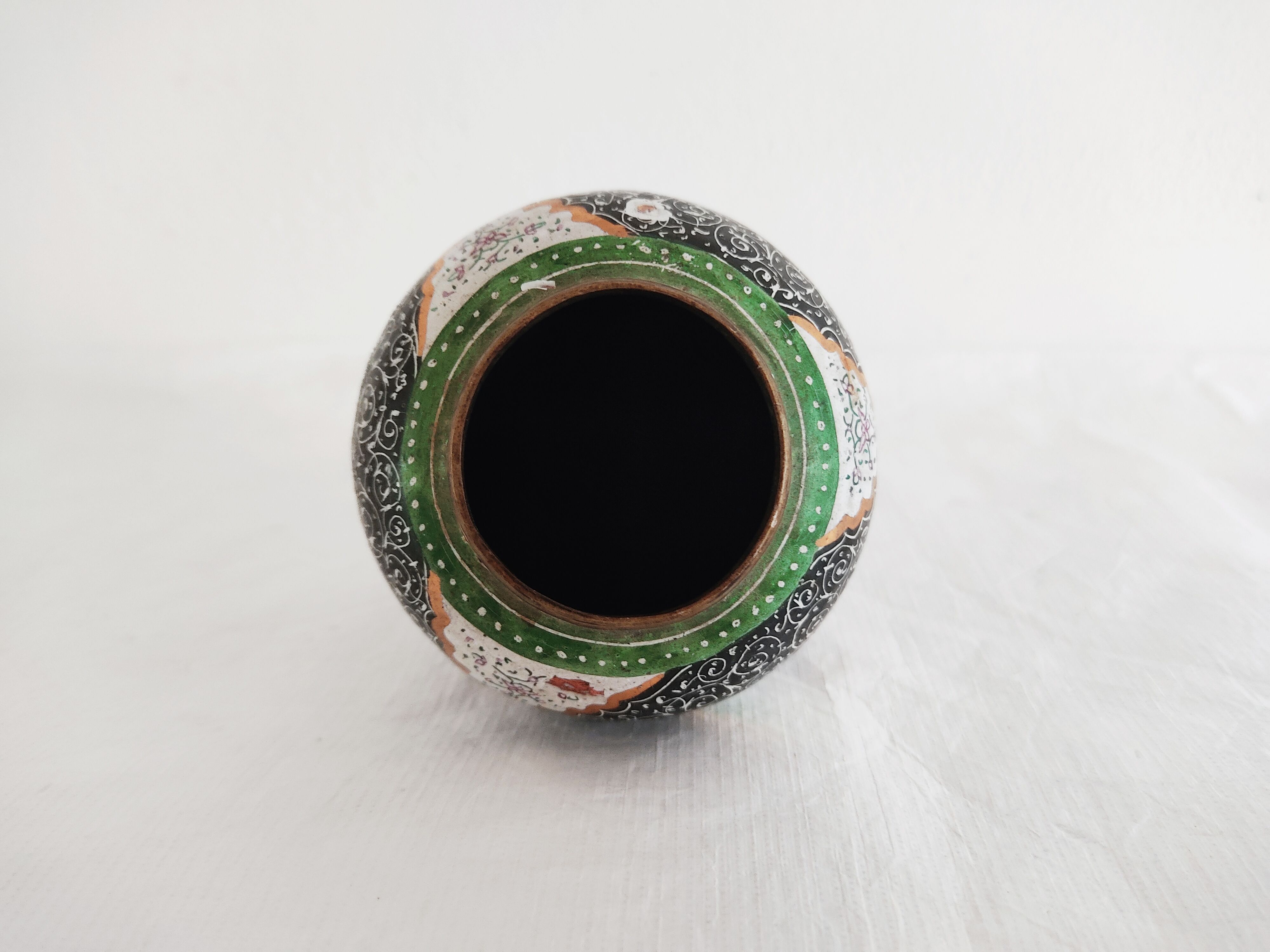 Small copper vase enamelled Persian decoration, circa 1940