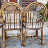 4 fauteuils vintage en Bambou 70's  dans le style Maugrion Roche Bobois