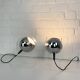 Pair of space age chrome plexiglass sphere table lamps from the 70s