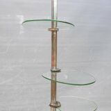 Art Deco chrome brass display 3 glass shelves