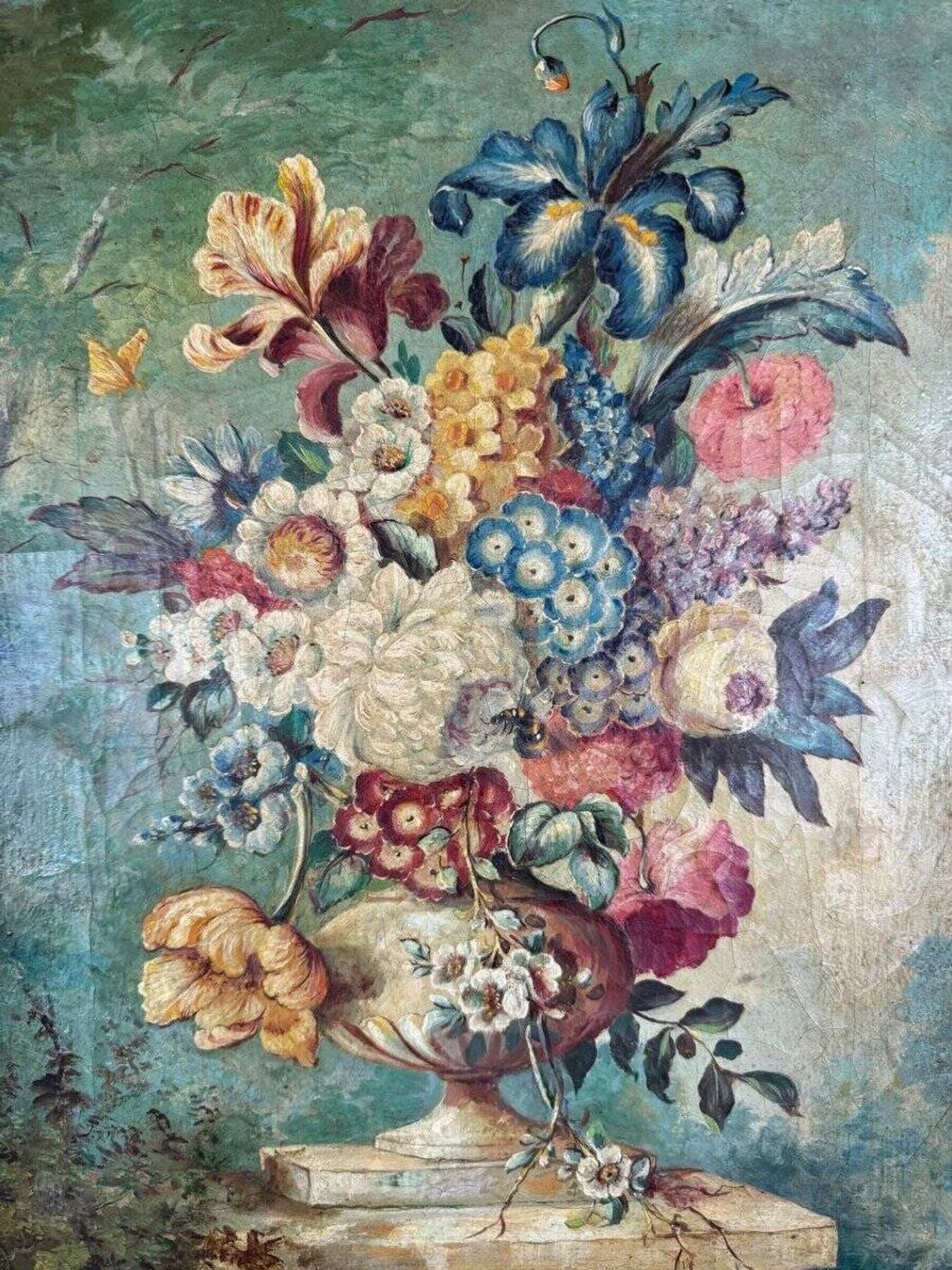 Oil on Canvas Painting Floral Still Life, London, 19th Century