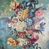 Tableau Huile Sur Toile Nature Morte Florale, Londres, XIXe Siècle